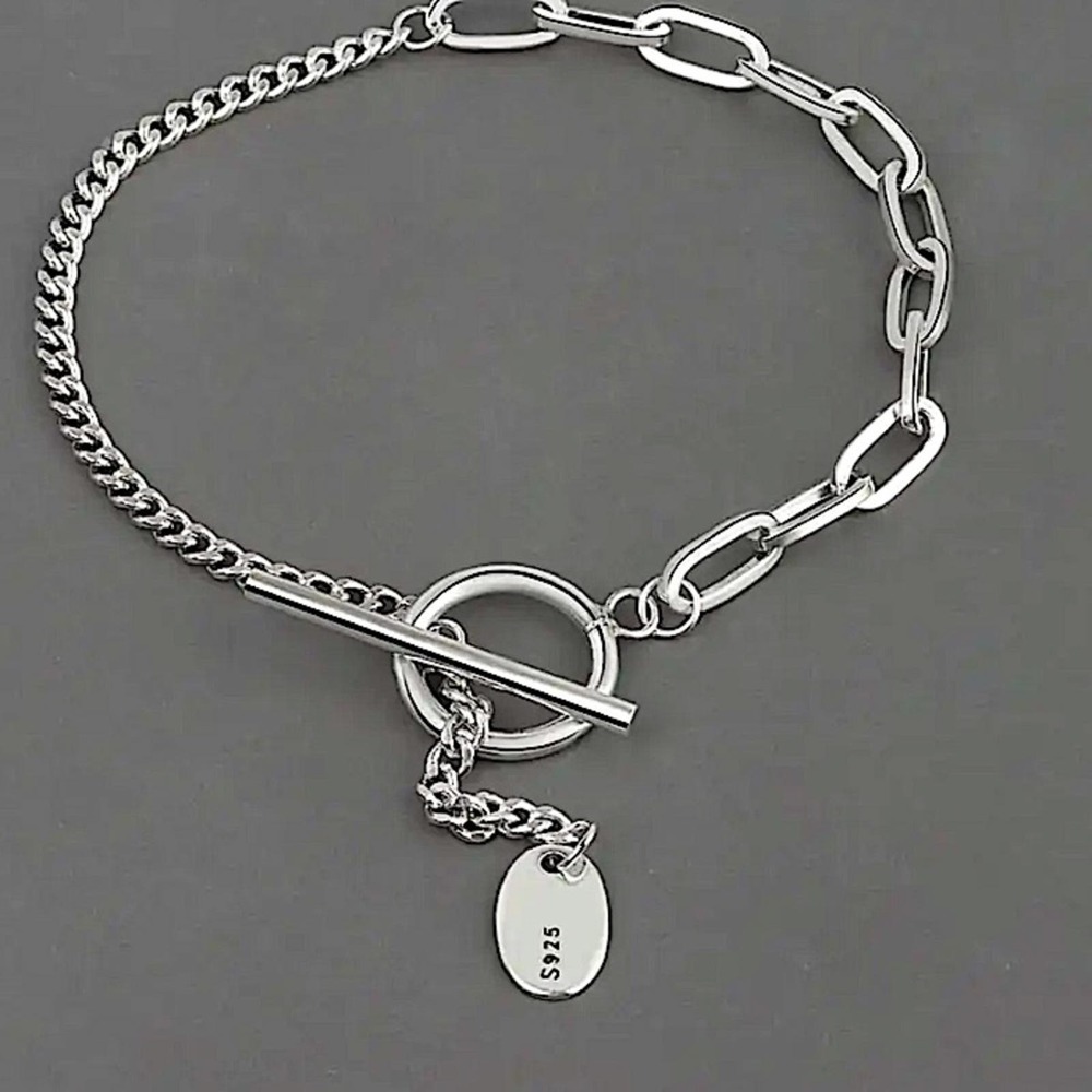Sterling Silver Minimalist Bracelet, Irregular, Geometric, Dainty, Trendy - Picture 3 of 6